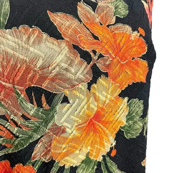 VINTAGE 90s Y2K CHICOS DESIGN BLACK KNIT TOP SHIRT COLORFUL FLORAL BOHO SIZE 1 M - Picture 3 of 6